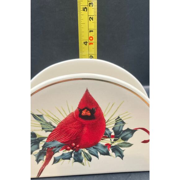 Lenox Winter Greetings Red Cardinal Napkin Holder Porcelain American By Design - Picture 7 of 8